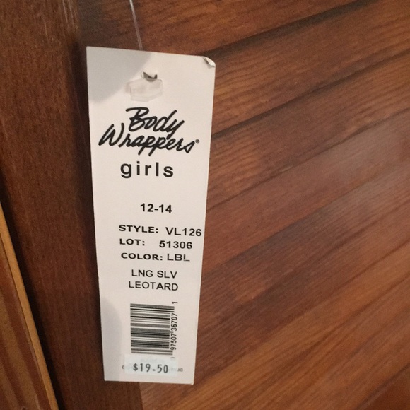 Leotard Light Blue Long Sleeve Body Wrappers Girls Size 12-14 NWT - Picture 4 of 4